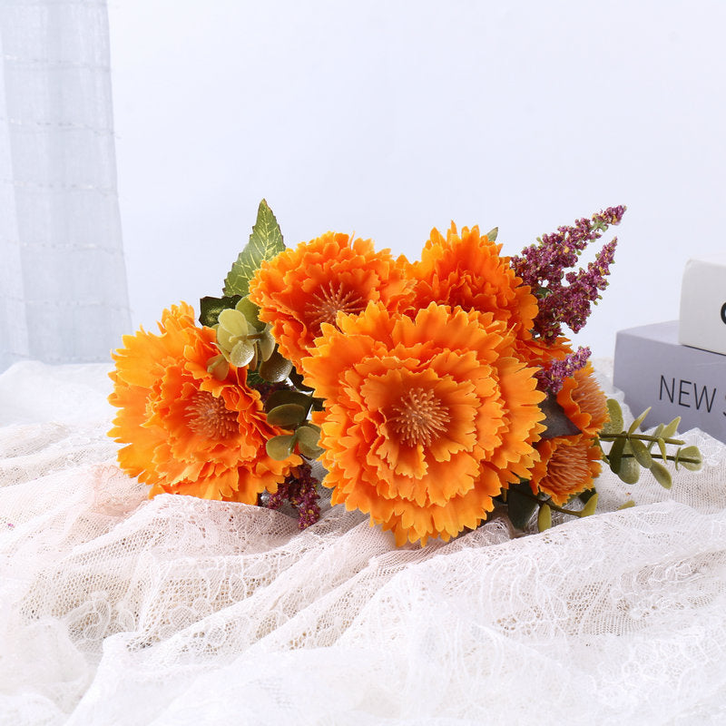 Real-Touch Silk Chrysanthemum Bouquet, 12", Handcrafted Faux Flowers for Weddings, Home Decor, Vase Arrangements, Bulk Orders Welcome