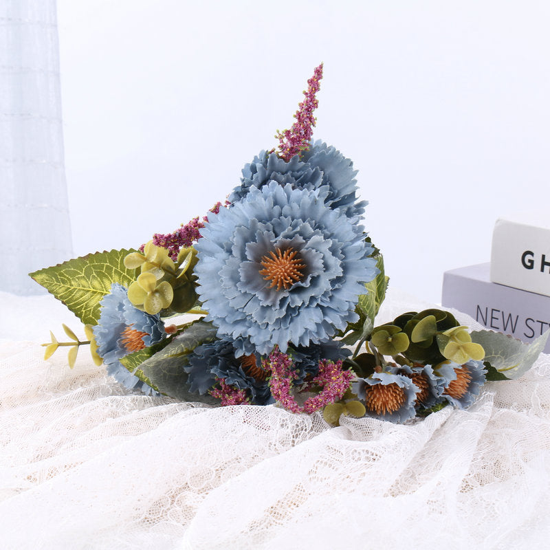 Real-Touch Silk Chrysanthemum Bouquet, 12", Handcrafted Faux Flowers for Weddings, Home Decor, Vase Arrangements, Bulk Orders Welcome