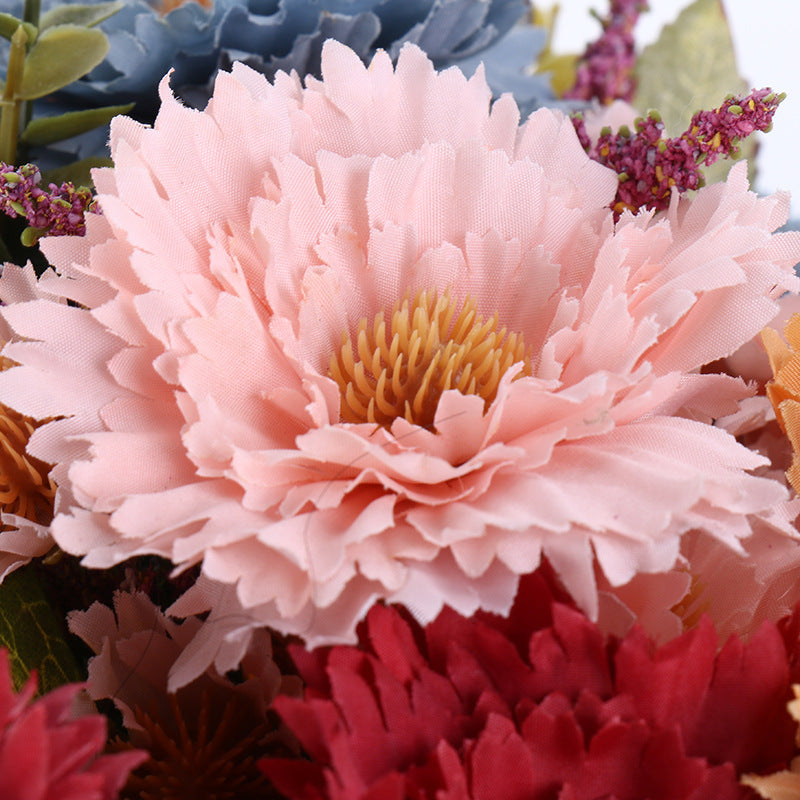 Real-Touch Silk Chrysanthemum Bouquet, 12", Handcrafted Faux Flowers for Weddings, Home Decor, Vase Arrangements, Bulk Orders Welcome