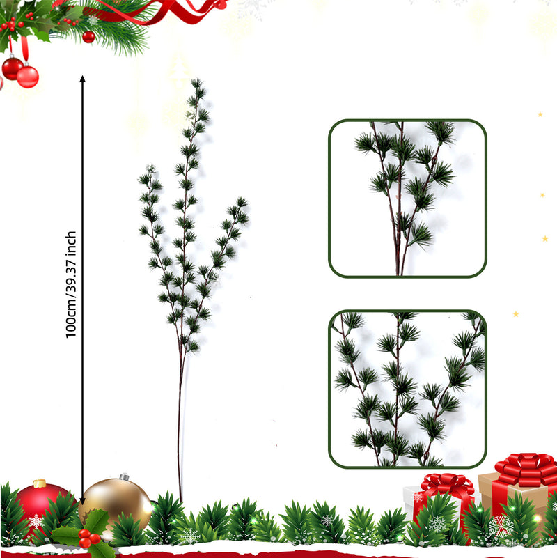 Realistic Christmas Pine Branch, 29" Plastic Faux Pine Stem for Holiday Decor, Home Decoration, Wedding & Event Styling