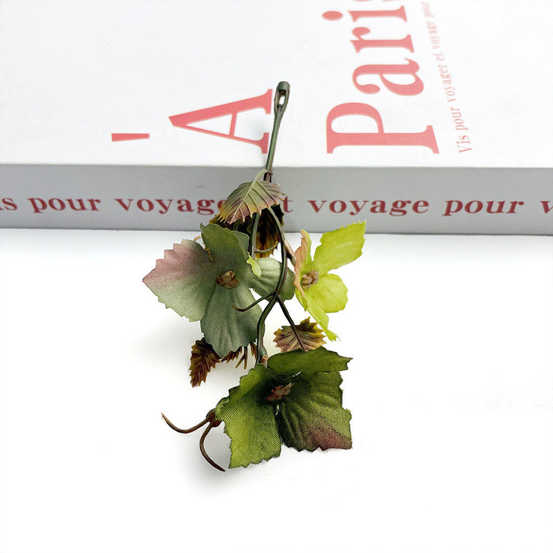 Autumn Grape Leaf & Berry Stems, 4" Real-Touch Faux Vine, DIY Wedding Bouquets, Home Decor, Centerpieces
