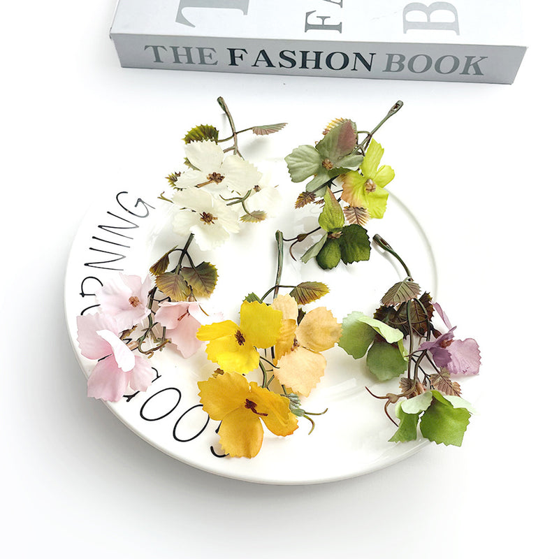 Autumn Grape Leaf & Berry Stems, 4" Real-Touch Faux Vine, DIY Wedding Bouquets, Home Decor, Centerpieces