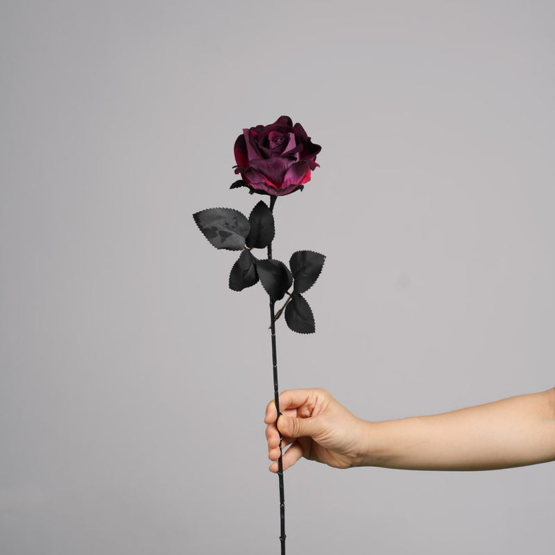 Gothic Black Faux Rose, 20" Real-Touch Artificial Flower, Perfect for Halloween Decor, Home Styling, Wedding Arrangements