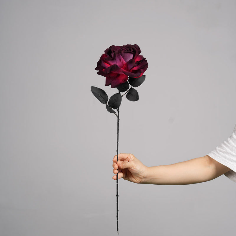 Gothic Black Faux Rose, 20" Real-Touch Artificial Flower, Perfect for Halloween Decor, Home Styling, Wedding Arrangements
