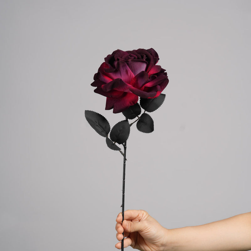Gothic Black Faux Rose, 20" Real-Touch Artificial Flower, Perfect for Halloween Decor, Home Styling, Wedding Arrangements