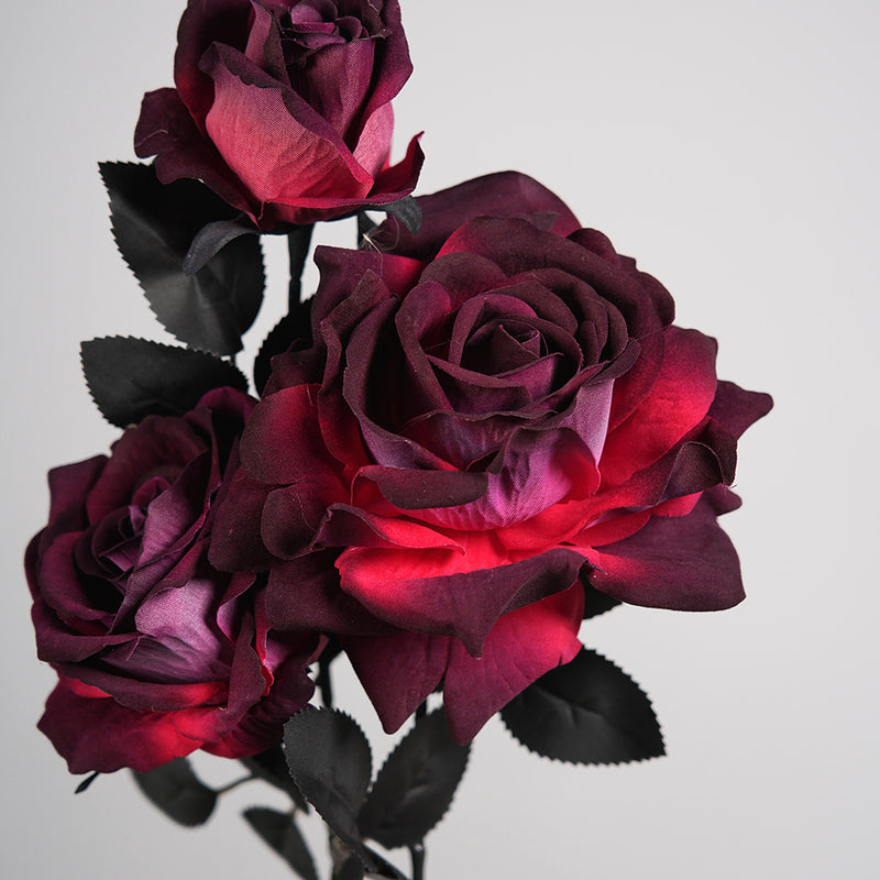 Gothic Black Faux Rose, 20" Real-Touch Artificial Flower, Perfect for Halloween Decor, Home Styling, Wedding Arrangements