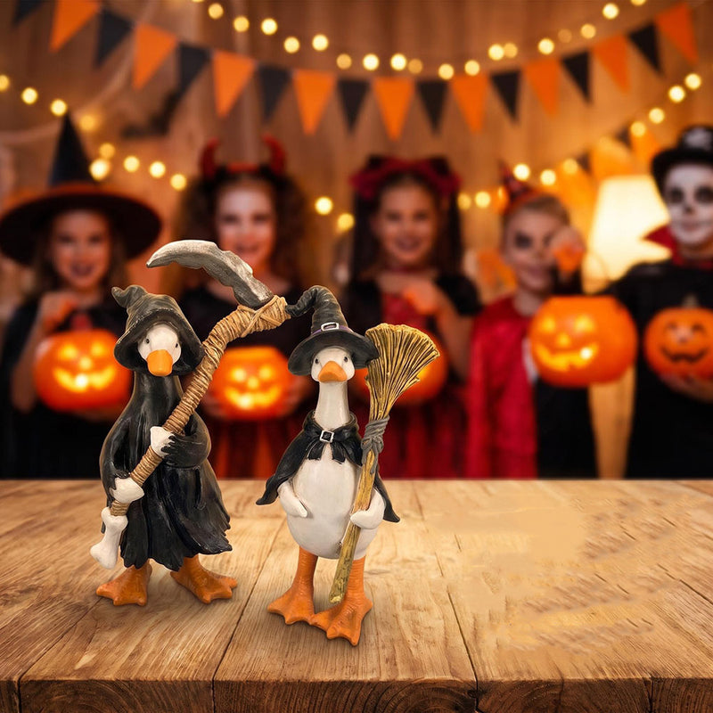 Halloween Duck Figurine Set - Mummy, Witch, Pumpkin, Ghost & Reaper, 3" Resin Decor, Spooky Tabletop Display, Party Favors, Home & Event Decor