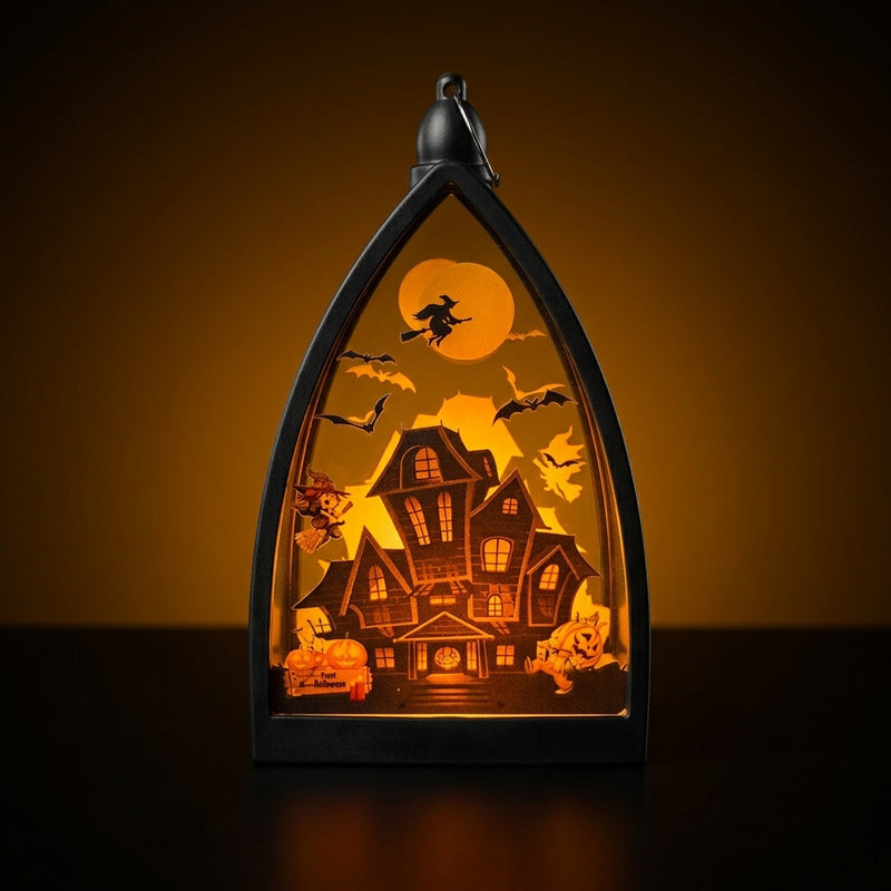 Halloween Decorations Pumpkin Ghost House Skeleton LED Light, 6.5" Tall, Spooky Atmosphere, Indoor Outdoor Decor, Party Props