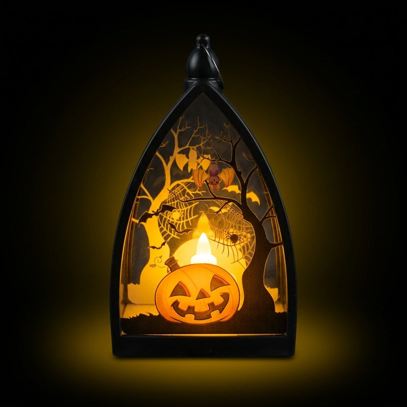 Halloween Decorations Pumpkin Ghost House Skeleton LED Light, 6.5" Tall, Spooky Atmosphere, Indoor Outdoor Decor, Party Props