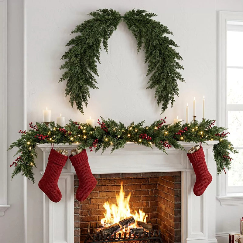 Realistic Norfolk Pine Cone & Christmas Vine Artificial Greenery, 47" Bendable Stems for Holiday Decor, Wedding Centerpieces, Home & Event Styling
