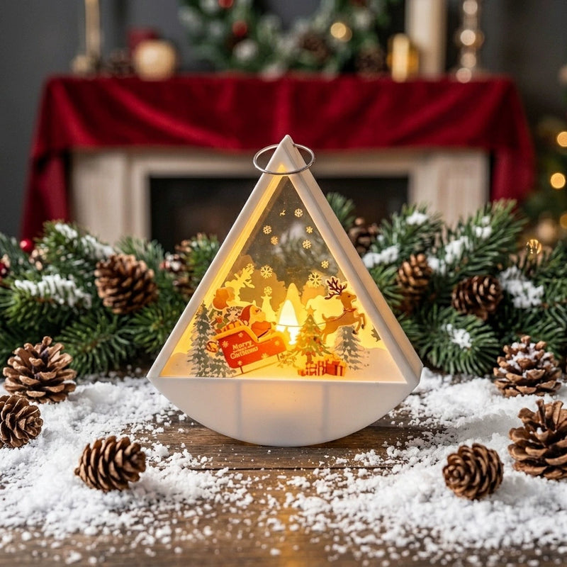 Mini Christmas Lantern Decor, 5" Holiday Candle Light, Set of 6 Battery-Operated Tabletop Lights for Home, Wedding, Party & Festive Displays