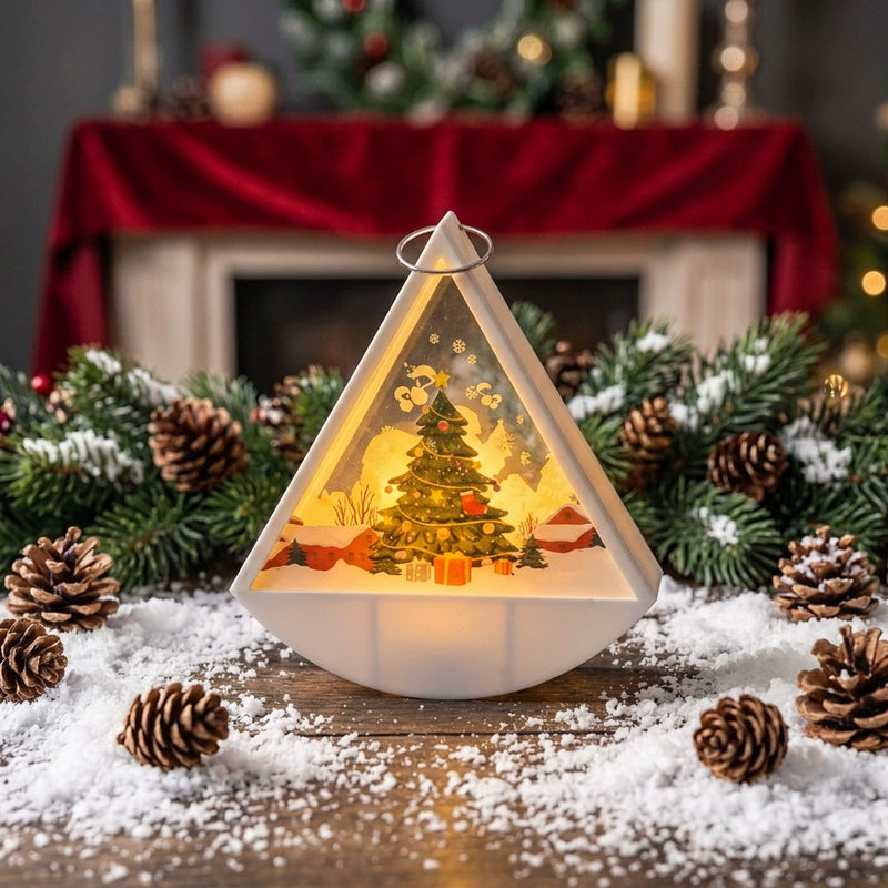 Mini Christmas Lantern Decor, 5" Holiday Candle Light, Set of 6 Battery-Operated Tabletop Lights for Home, Wedding, Party & Festive Displays