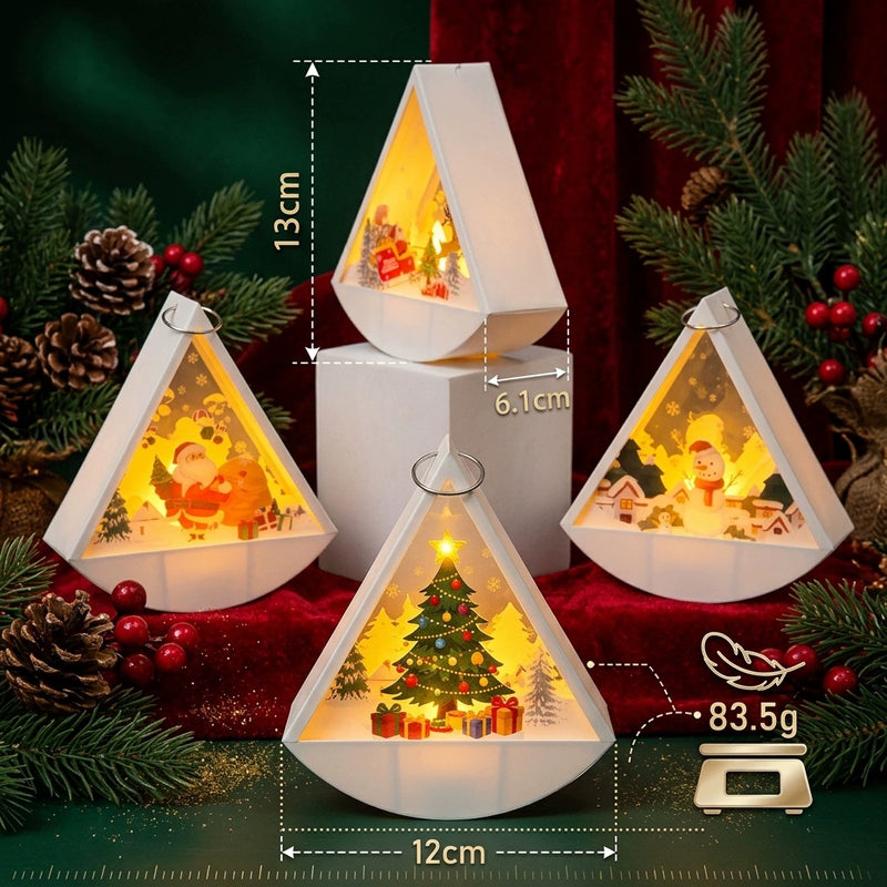 Mini Christmas Lantern Decor, 5" Holiday Candle Light, Set of 6 Battery-Operated Tabletop Lights for Home, Wedding, Party & Festive Displays