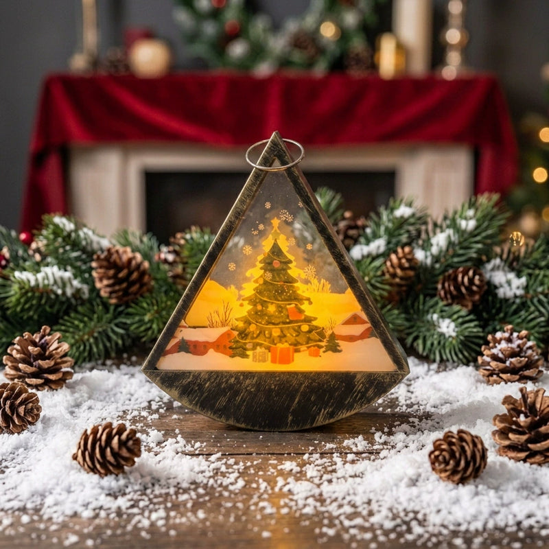 Mini Christmas Lantern Decor, 5" Holiday Candle Light, Set of 6 Battery-Operated Tabletop Lights for Home, Wedding, Party & Festive Displays