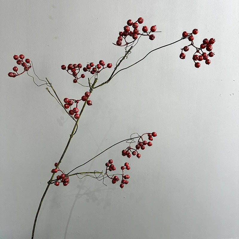 Real-Touch Artificial Winterberry Branches with Berries, 43" Faux Holly Stems for Vase Arrangements, Wedding Florals, Home Decor, and Commercial Displays (Red/Green/Blue/Orange)