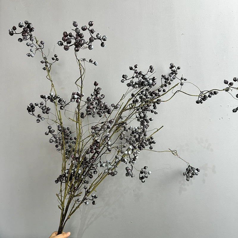 Real-Touch Artificial Winterberry Branches with Berries, 43" Faux Holly Stems for Vase Arrangements, Wedding Florals, Home Decor, and Commercial Displays (Red/Green/Blue/Orange)