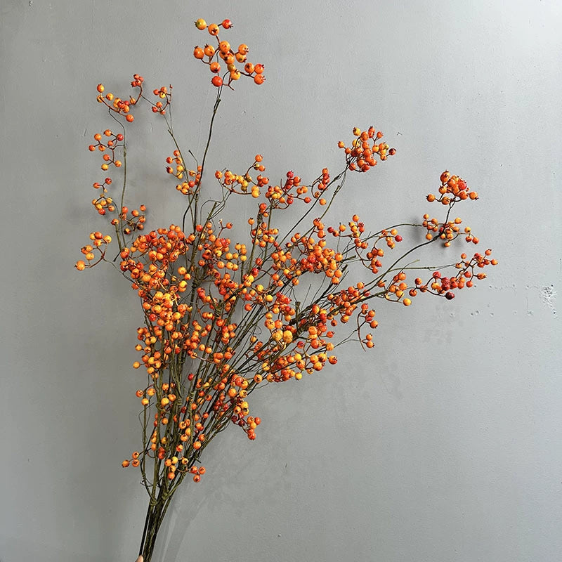 Real-Touch Artificial Winterberry Branches with Berries, 43" Faux Holly Stems for Vase Arrangements, Wedding Florals, Home Decor, and Commercial Displays (Red/Green/Blue/Orange)