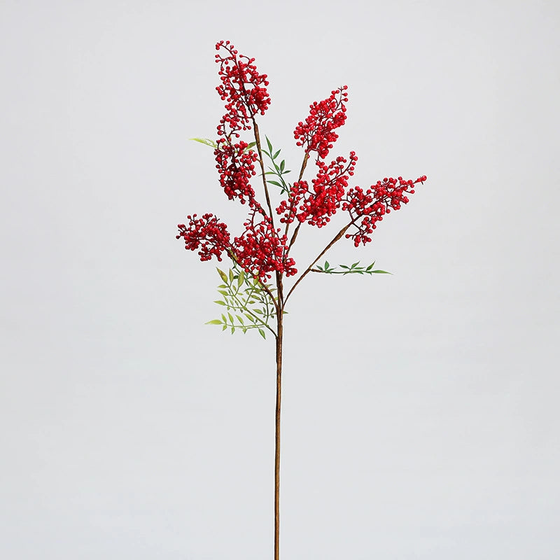 Real-Touch Nandina Berry Stems, 30" Red Faux Branches for Vase Arrangements, Christmas Decor, Wedding & Event Florals