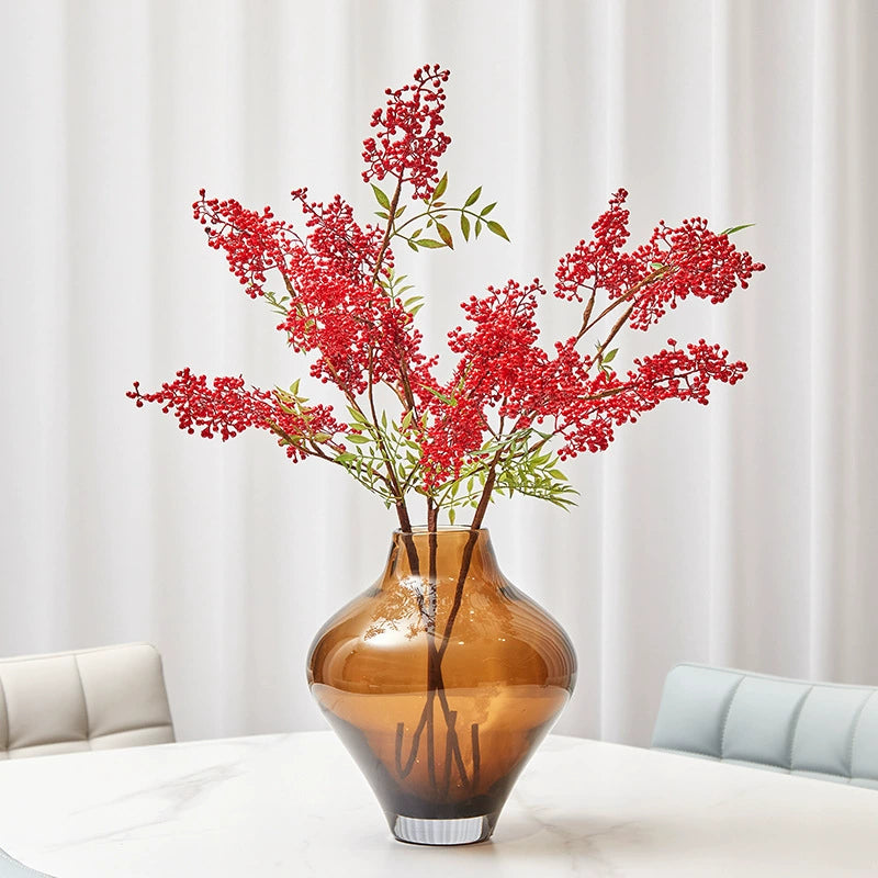 Real-Touch Nandina Berry Stems, 30" Red Faux Branches for Vase Arrangements, Christmas Decor, Wedding & Event Florals