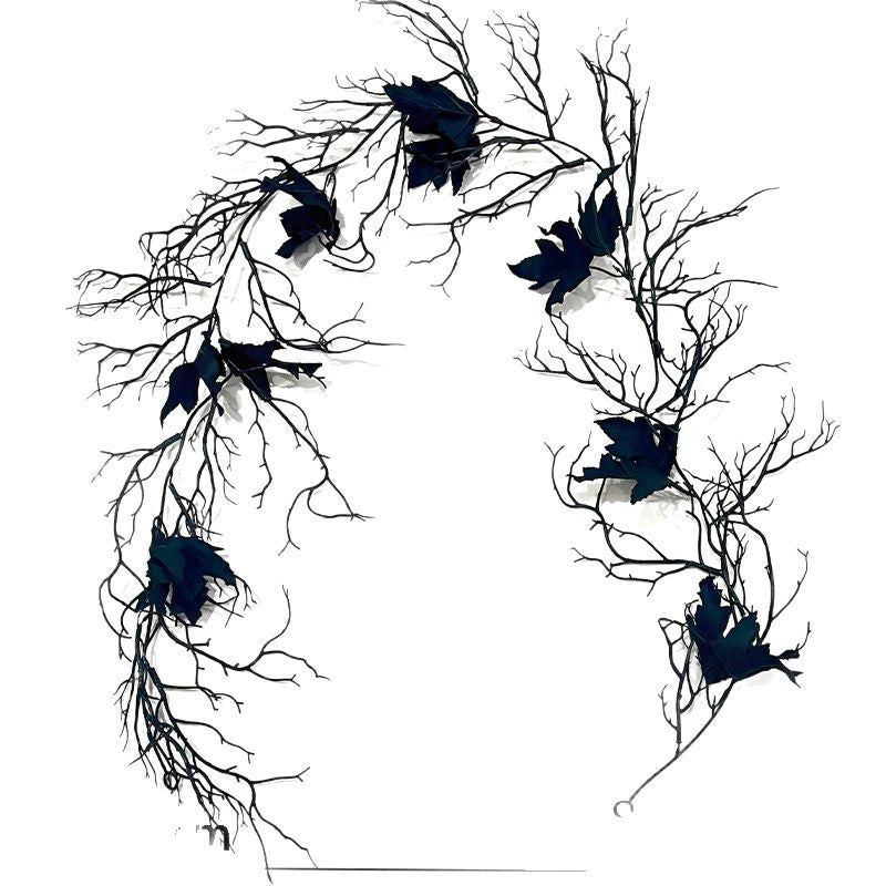Realistic Black Maple Branches with Leaves, 69" Artificial Fall Stems for Halloween Decor, Wedding Centerpieces, Home & Event Styling