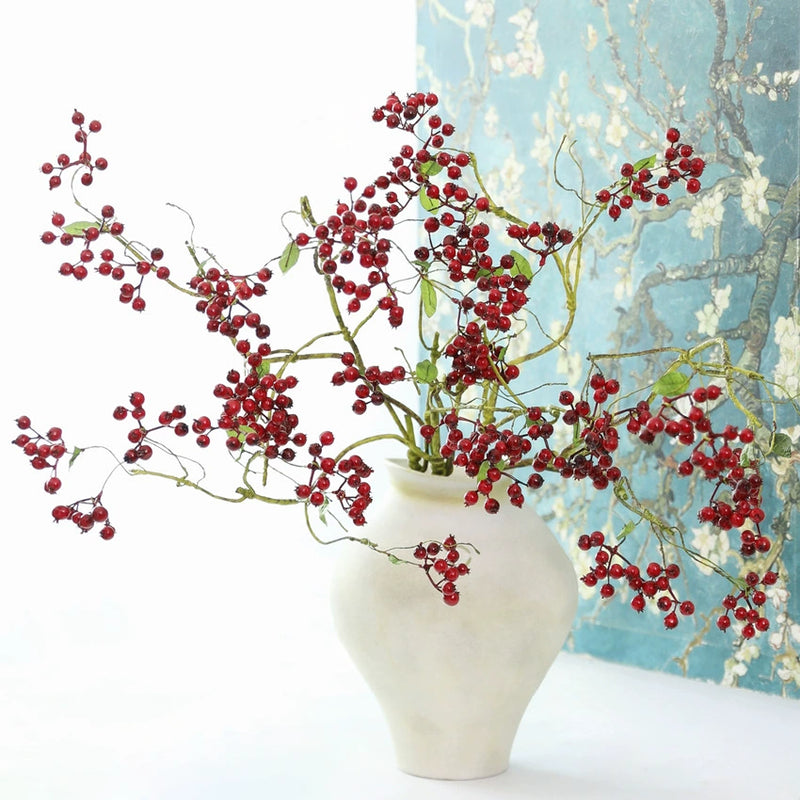 Artificial Blueberry Stems, 32" Real-Touch Faux Berries for Vases, Home Decor, Wedding Centerpieces & Floral Arrangements