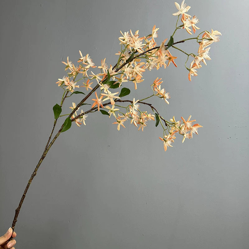 Real-Touch Milan Flower Single Stem Jewel Orchid Hydrangea, 41", White & Champagne, Indoor Decor, Wedding, Home Styling