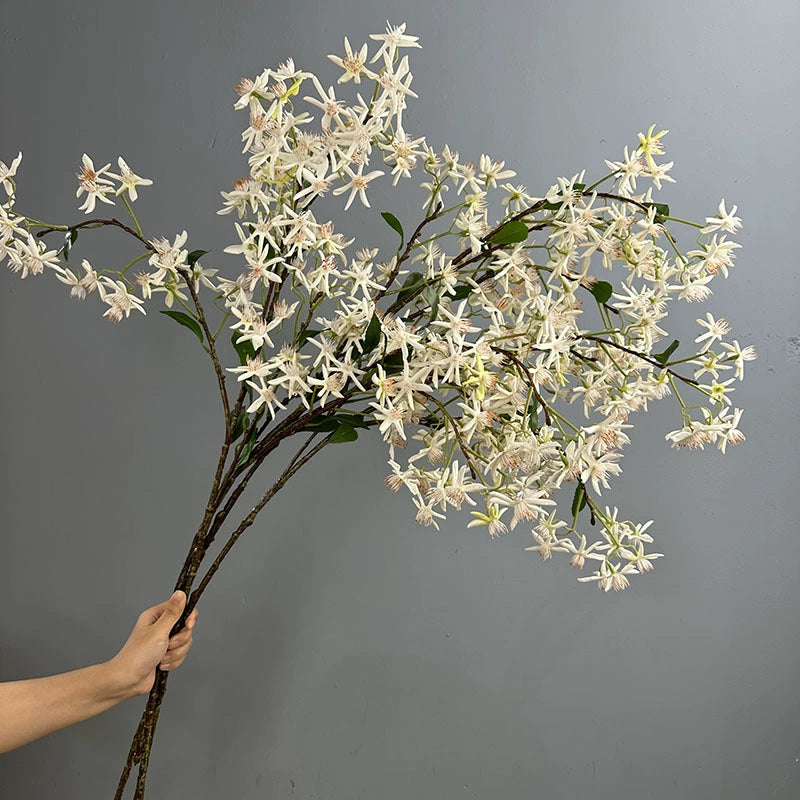 Real-Touch Milan Flower Single Stem Jewel Orchid Hydrangea, 41", White & Champagne, Indoor Decor, Wedding, Home Styling