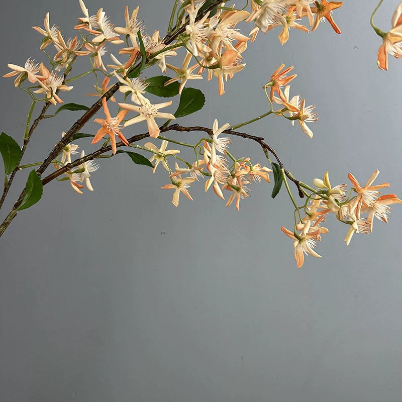 Real-Touch Milan Flower Single Stem Jewel Orchid Hydrangea, 41", White & Champagne, Indoor Decor, Wedding, Home Styling