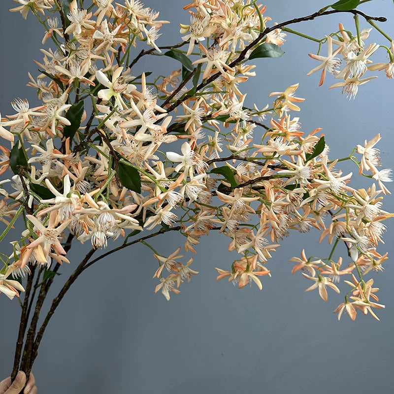 Real-Touch Milan Flower Single Stem Jewel Orchid Hydrangea, 41", White & Champagne, Indoor Decor, Wedding, Home Styling
