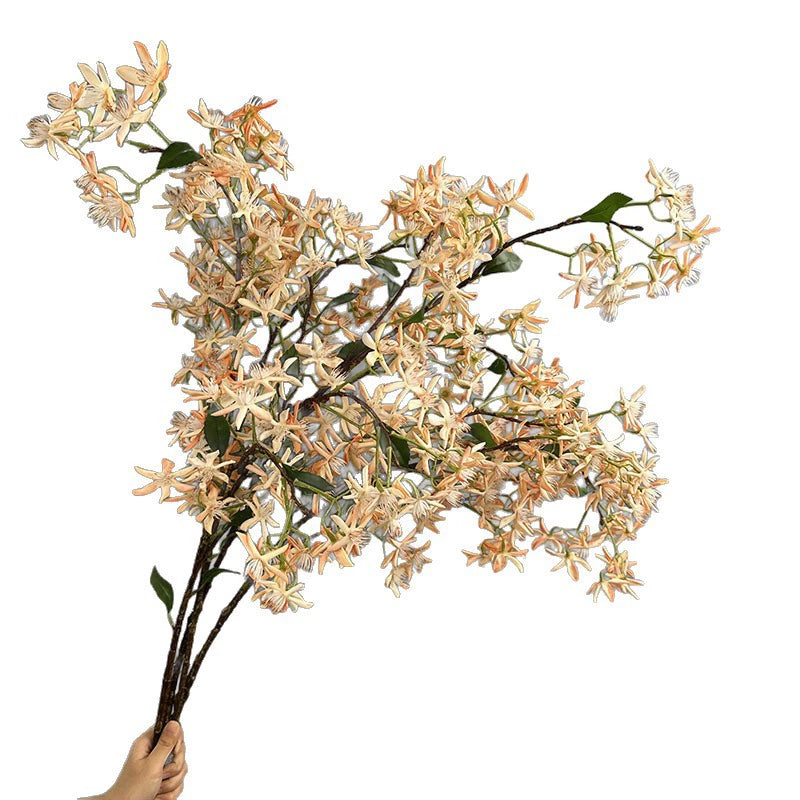 Real-Touch Milan Flower Single Stem Jewel Orchid Hydrangea, 41", White & Champagne, Indoor Decor, Wedding, Home Styling