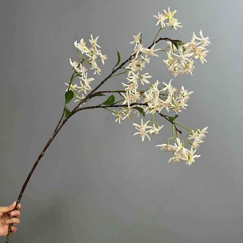 Real-Touch Milan Flower Single Stem Jewel Orchid Hydrangea, 41", White & Champagne, Indoor Decor, Wedding, Home Styling