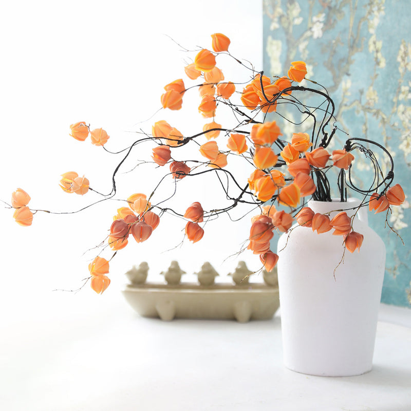 Artificial Lantern Fruit Stems, 39" Real-Touch Faux Lantern Berry Branches, Rustic Home Decor, Wedding & Event Florals, Bulk Wholesale for Florists & Retailers