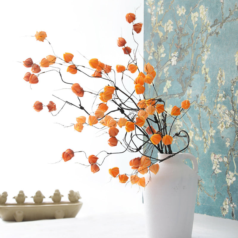 Artificial Lantern Fruit Stems, 39" Real-Touch Faux Lantern Berry Branches, Rustic Home Decor, Wedding & Event Florals, Bulk Wholesale for Florists & Retailers