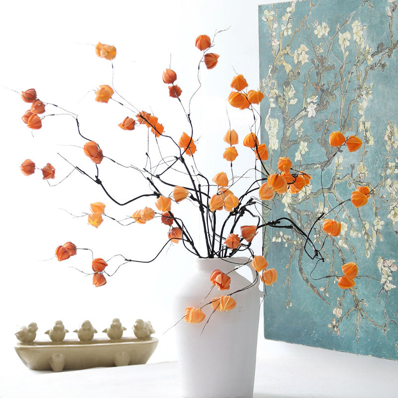 Artificial Lantern Fruit Stems, 39" Real-Touch Faux Lantern Berry Branches, Rustic Home Decor, Wedding & Event Florals, Bulk Wholesale for Florists & Retailers