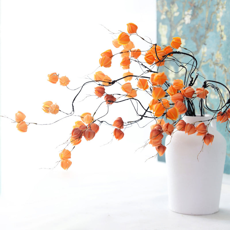Artificial Lantern Fruit Stems, 39" Real-Touch Faux Lantern Berry Branches, Rustic Home Decor, Wedding & Event Florals, Bulk Wholesale for Florists & Retailers