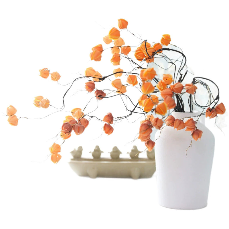 Artificial Lantern Fruit Stems, 39" Real-Touch Faux Lantern Berry Branches, Rustic Home Decor, Wedding & Event Florals, Bulk Wholesale for Florists & Retailers