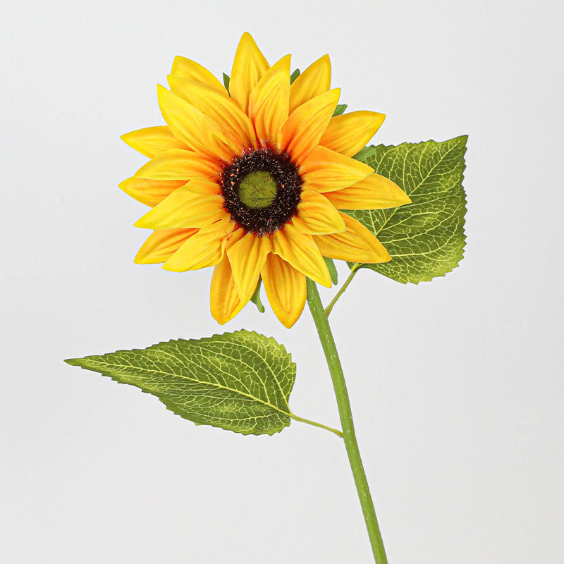 Realistic Artificial Sunflowers, 18" PU Stems with 4.5" Blooms (2-Pack) – Wedding Decor, Home Arrangements, Floral Wholesale