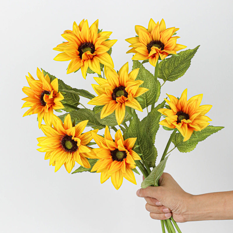 Realistic Artificial Sunflowers, 18" PU Stems with 4.5" Blooms (2-Pack) – Wedding Decor, Home Arrangements, Floral Wholesale