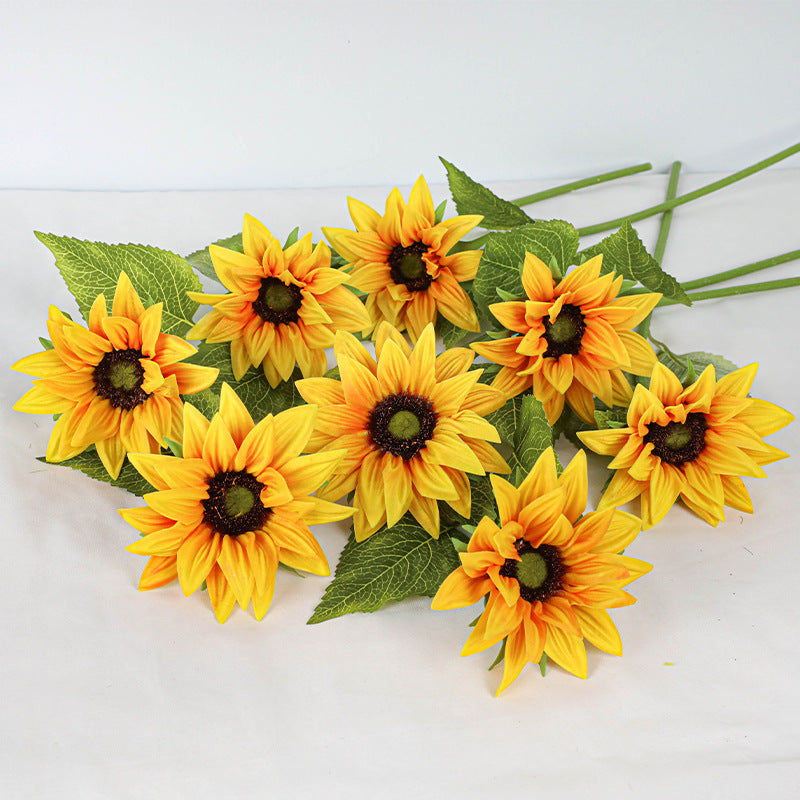 Realistic Artificial Sunflowers, 18" PU Stems with 4.5" Blooms (2-Pack) – Wedding Decor, Home Arrangements, Floral Wholesale