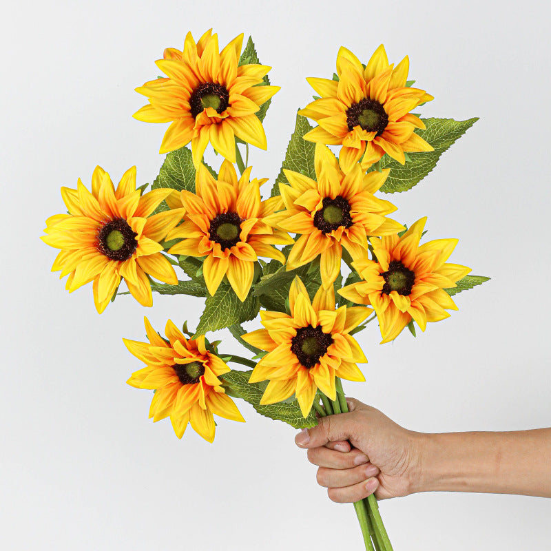Realistic Artificial Sunflowers, 18" PU Stems with 4.5" Blooms (2-Pack) – Wedding Decor, Home Arrangements, Floral Wholesale