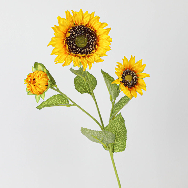 Realistic Sunflower Stems, 26" Long with 3 Blooms per Stem, 2-Pack – Lifelike Faux Flowers for Weddings, Home Decor, and Floral Arrangements