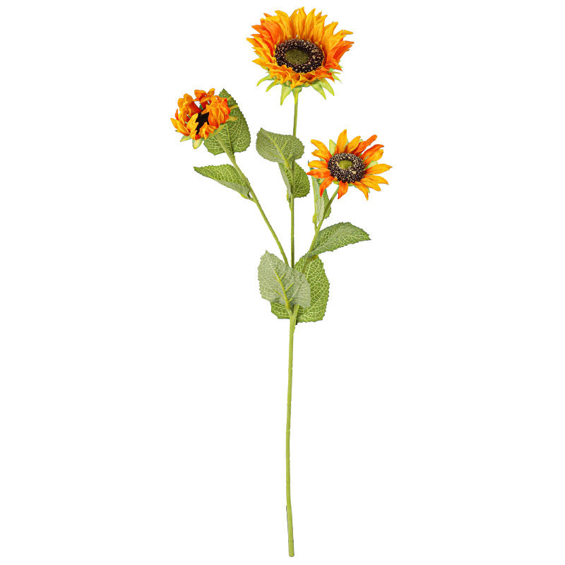Realistic Sunflower Stems, 26" Long with 3 Blooms per Stem, 2-Pack – Lifelike Faux Flowers for Weddings, Home Decor, and Floral Arrangements