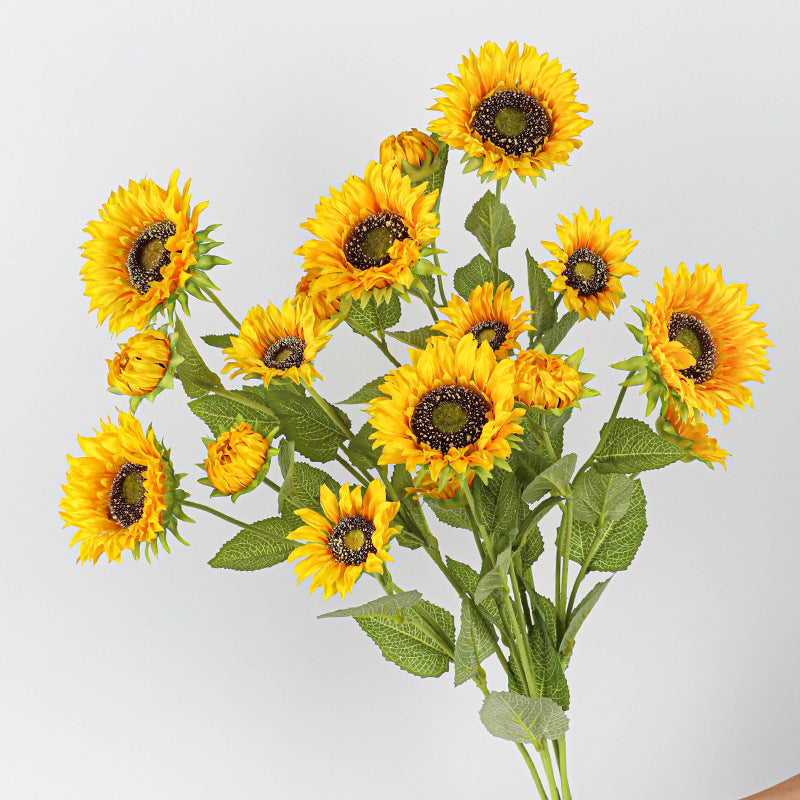 Realistic Sunflower Stems, 26" Long with 3 Blooms per Stem, 2-Pack – Lifelike Faux Flowers for Weddings, Home Decor, and Floral Arrangements