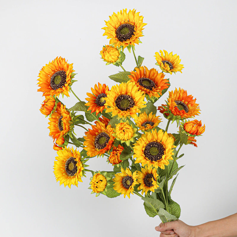 Realistic Sunflower Stems, 26" Long with 3 Blooms per Stem, 2-Pack – Lifelike Faux Flowers for Weddings, Home Decor, and Floral Arrangements