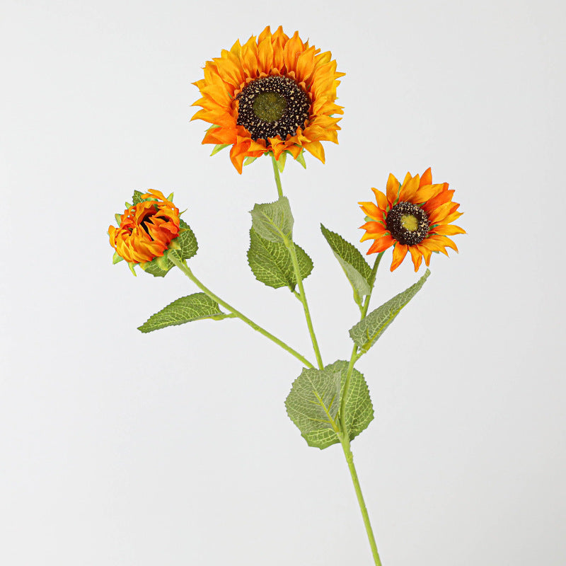 Realistic Sunflower Stems, 26" Long with 3 Blooms per Stem, 2-Pack – Lifelike Faux Flowers for Weddings, Home Decor, and Floral Arrangements