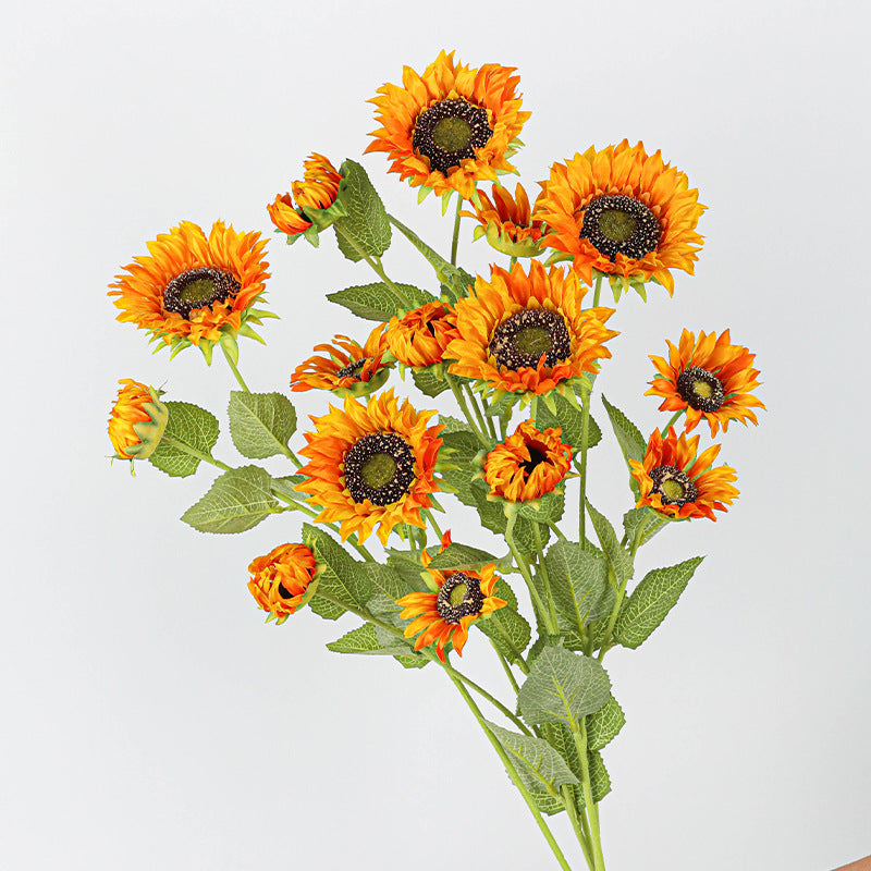Realistic Sunflower Stems, 26" Long with 3 Blooms per Stem, 2-Pack – Lifelike Faux Flowers for Weddings, Home Decor, and Floral Arrangements