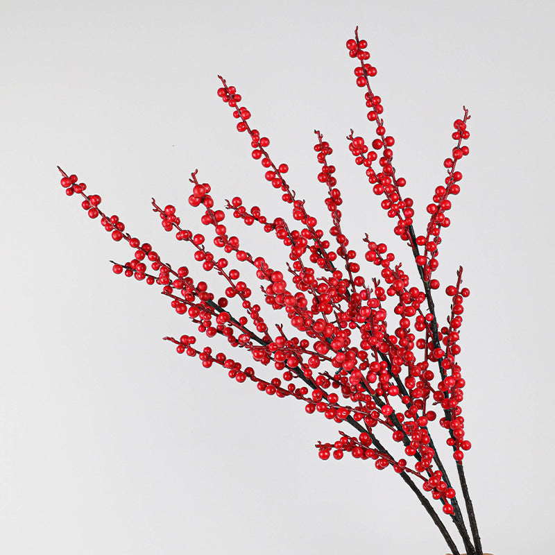 Realistic Holly Berry Stems, 28" Artificial Red Berry Branches for Vase Arrangements, Wedding Decor, Home Styling & Holiday Displays