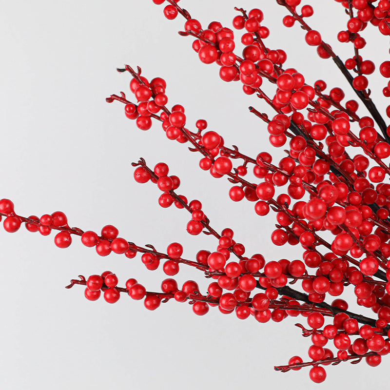 Realistic Holly Berry Stems, 28" Artificial Red Berry Branches for Vase Arrangements, Wedding Decor, Home Styling & Holiday Displays