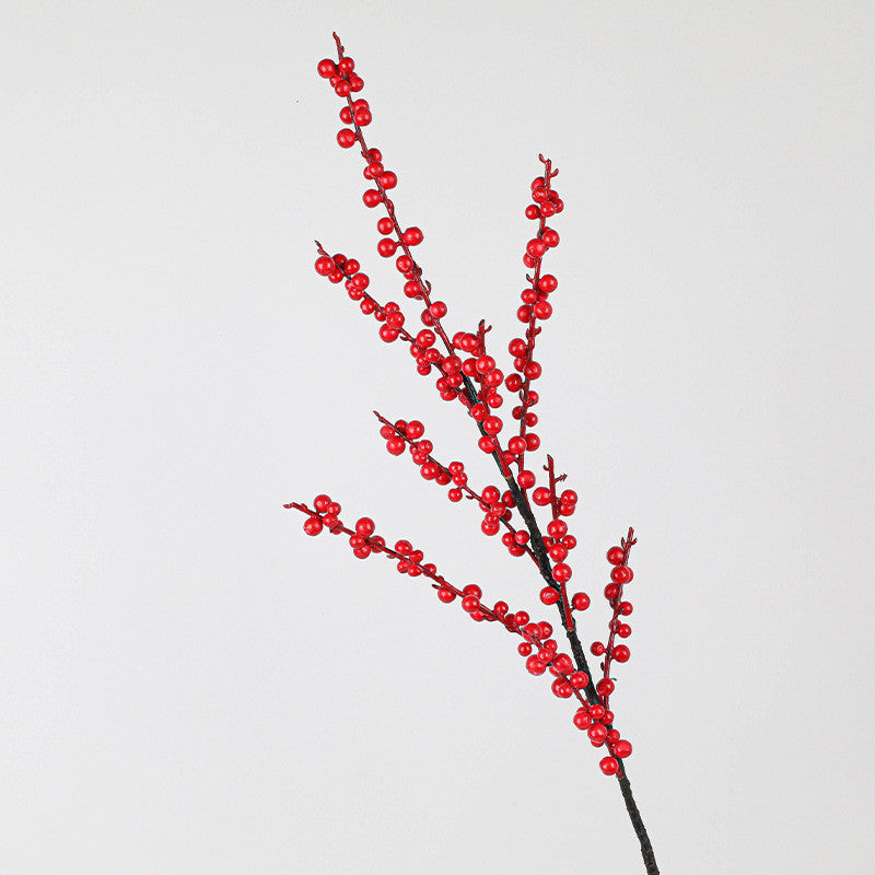 Realistic Holly Berry Stems, 28" Artificial Red Berry Branches for Vase Arrangements, Wedding Decor, Home Styling & Holiday Displays