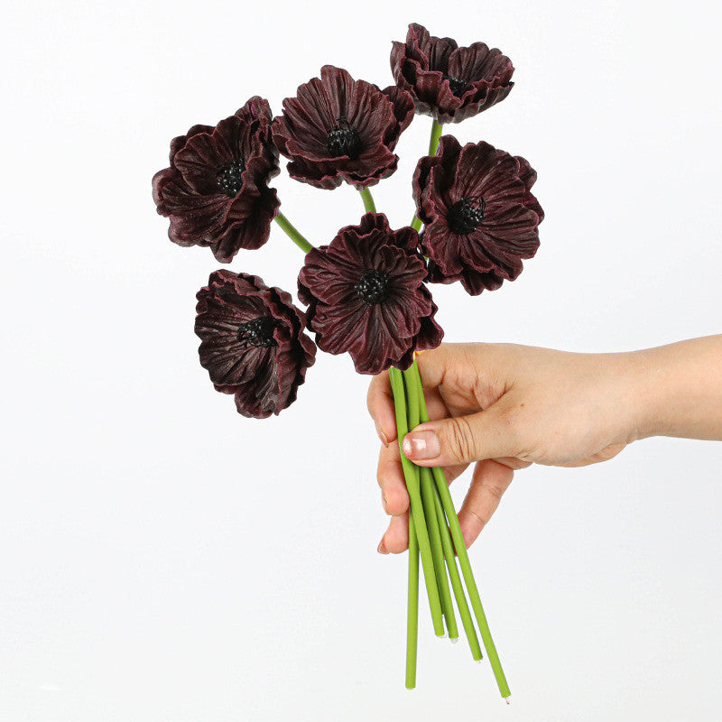 Real-Touch Poppy Stems, 6 Blooms per Stem, 12" Long, PU Silk Flowers for Wedding Decor, Home Arrangements, and Commercial Displays